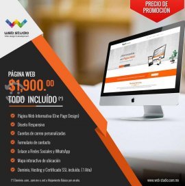 PÁGINA WEB PARA TU NEGOCIO, $ 1,900.00